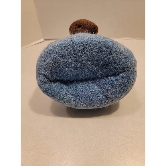 Felted Wool Bird House Nest Handmade Fiber Art Artist Wood Hanger Blue White - Picture 5 of 14